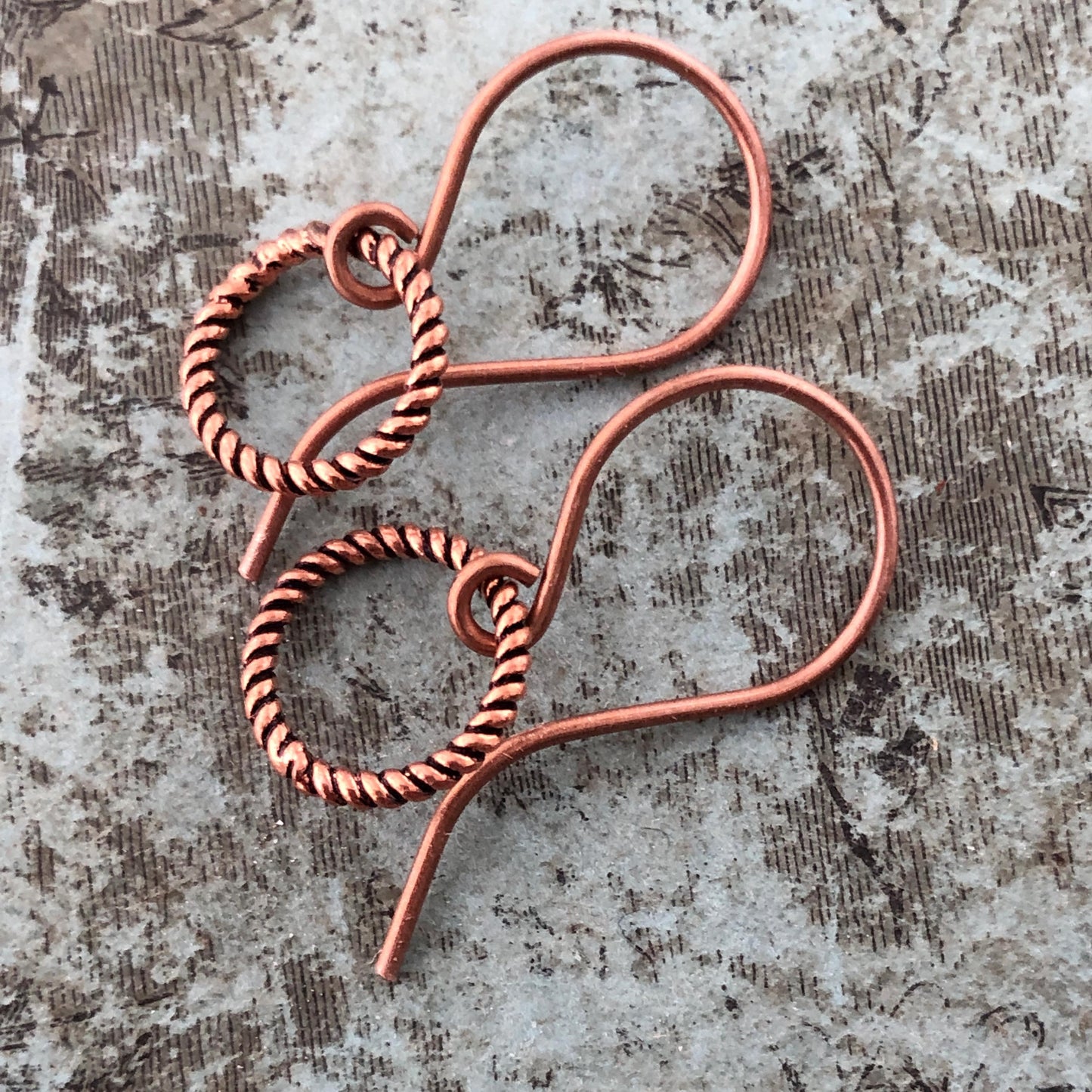 Small Handmade Copper Hoop Earrings – Minimalist 10mm Twisted Wire Hoops