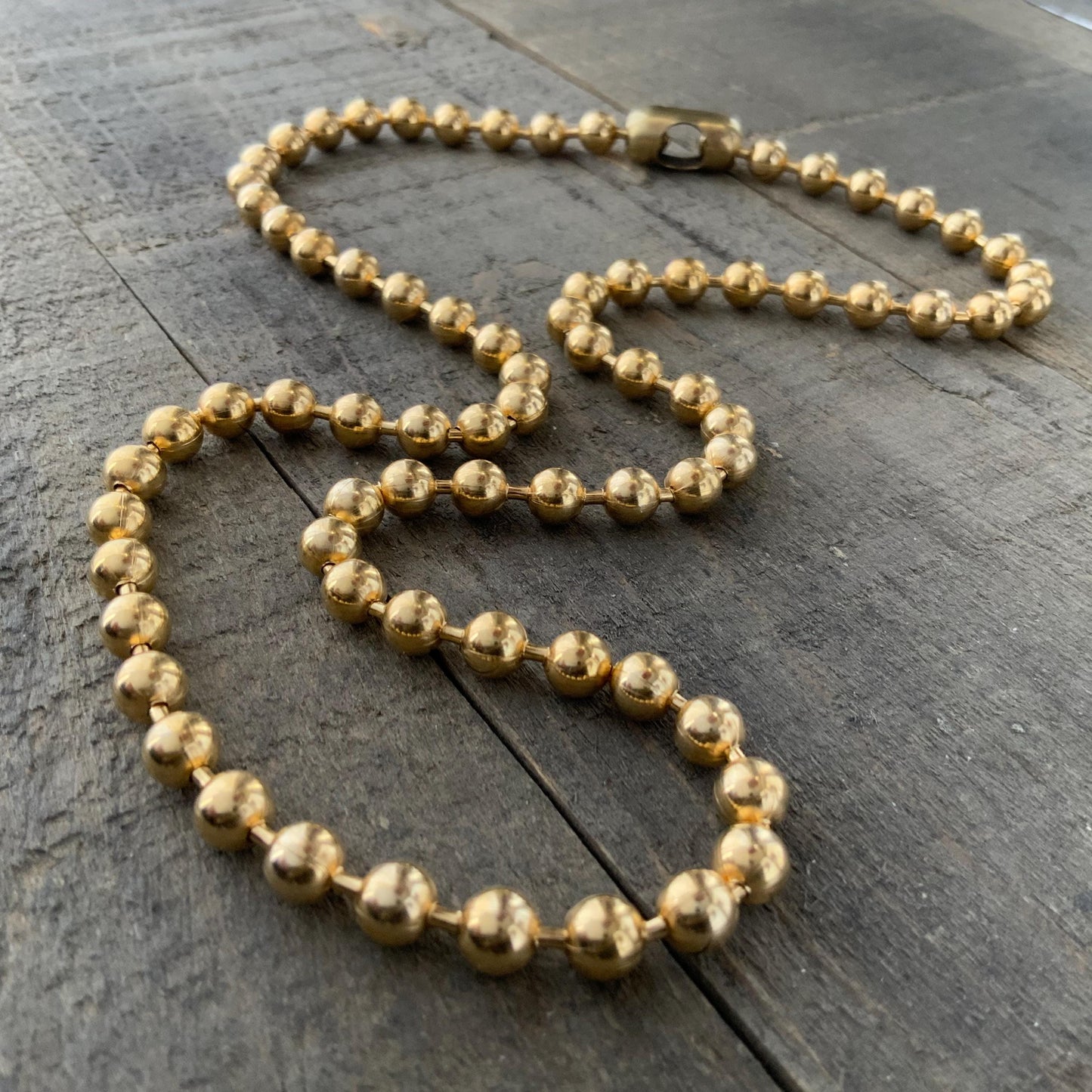 6mm Brass Ball Chain Necklace – Chunky Gold-Tone Raw Brass, Custom Length