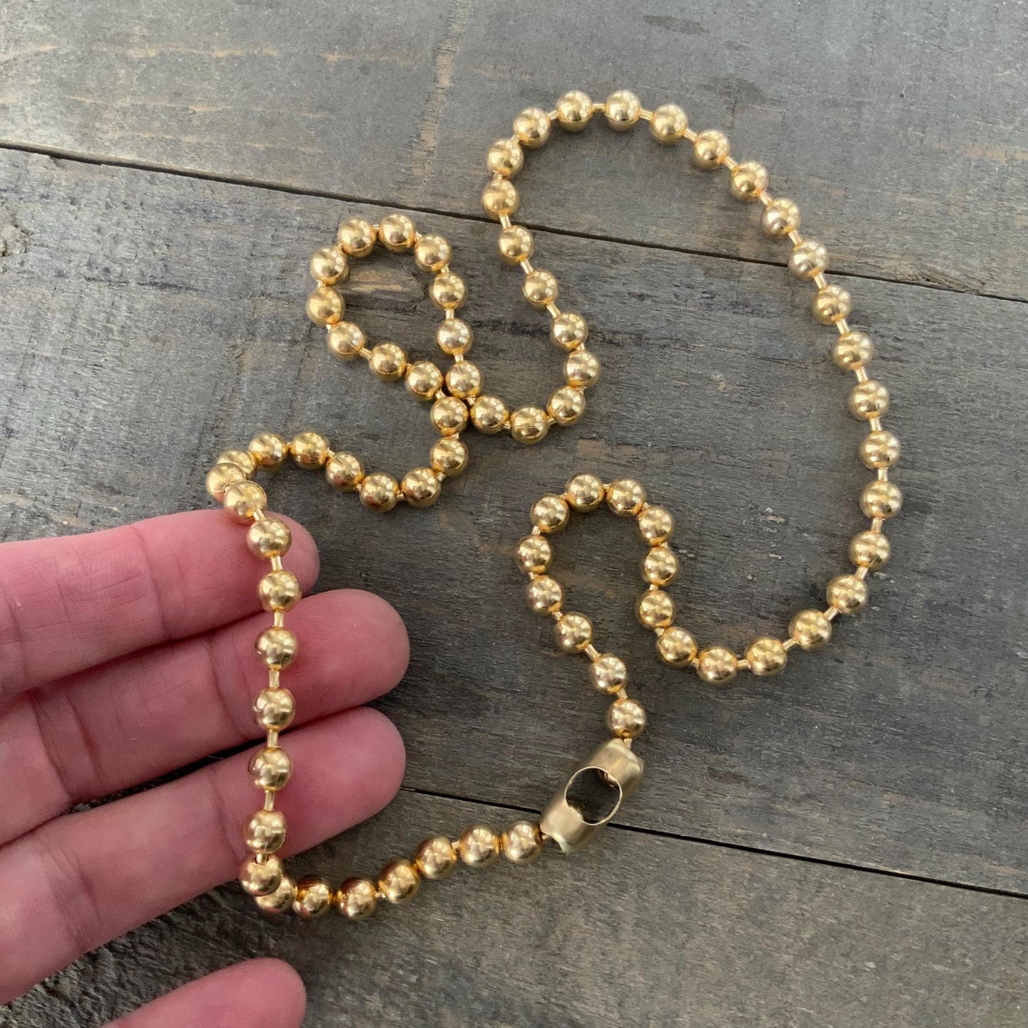 6mm Brass Ball Chain Necklace – Chunky Gold-Tone Raw Brass, Custom Length