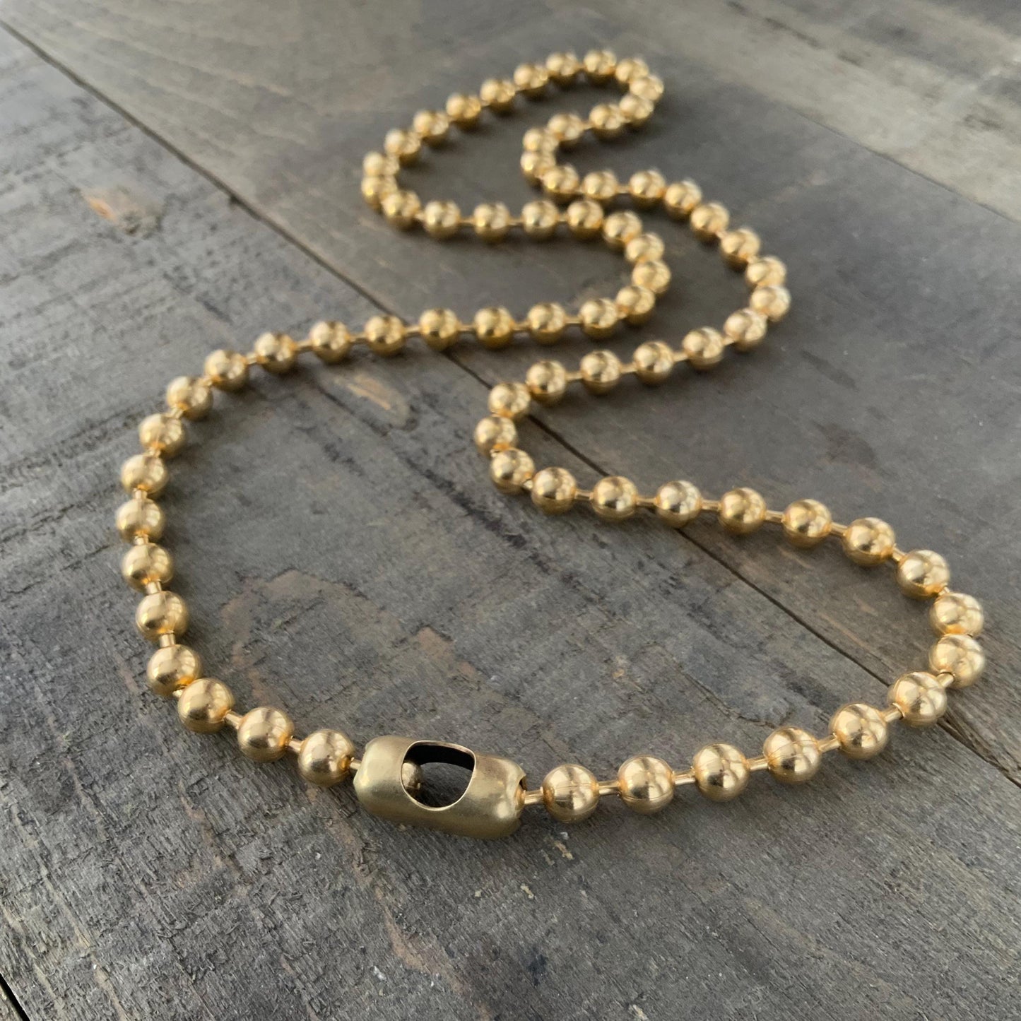6mm Brass Ball Chain Necklace – Chunky Gold-Tone Raw Brass, Custom Length