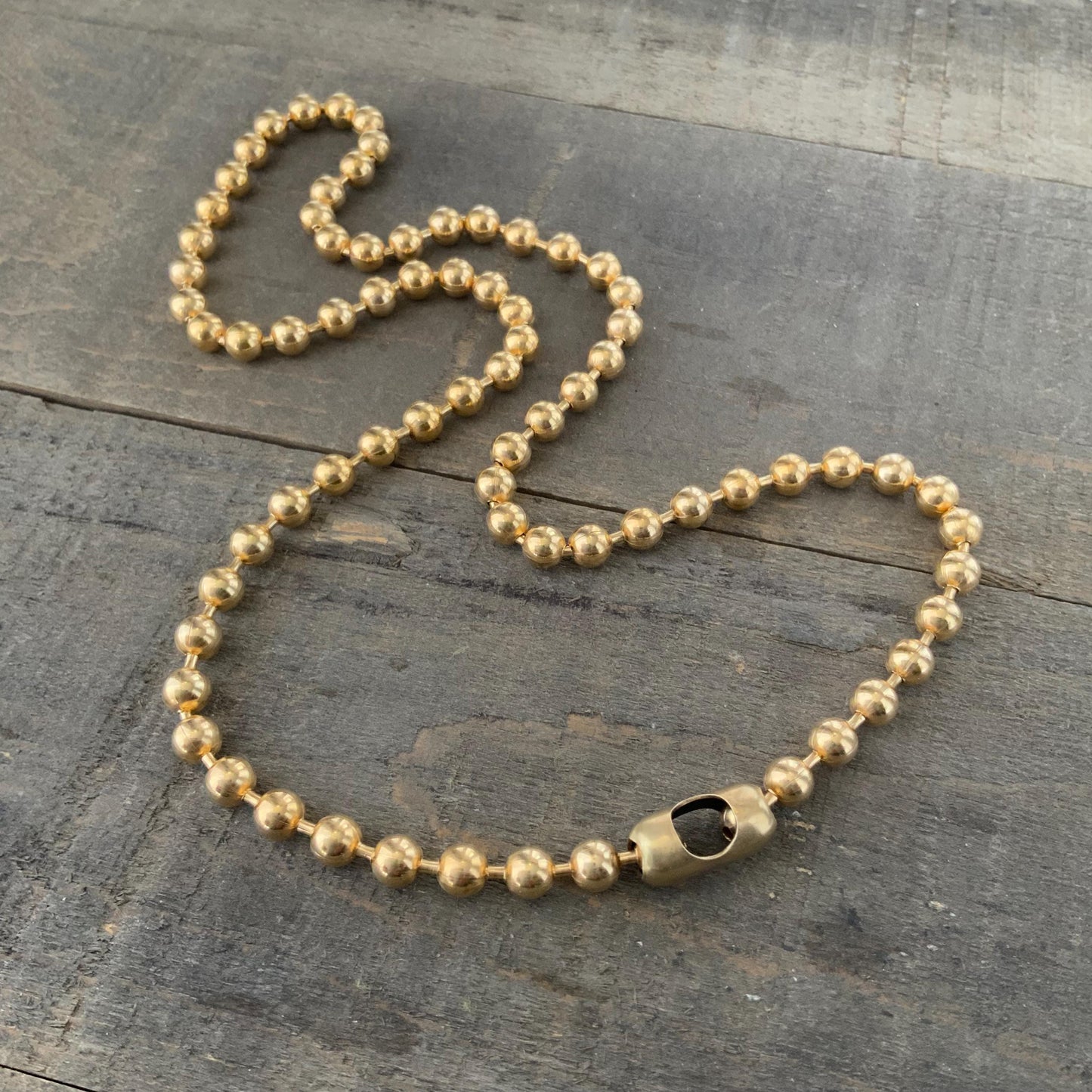 6mm Brass Ball Chain Necklace – Chunky Gold-Tone Raw Brass, Custom Length
