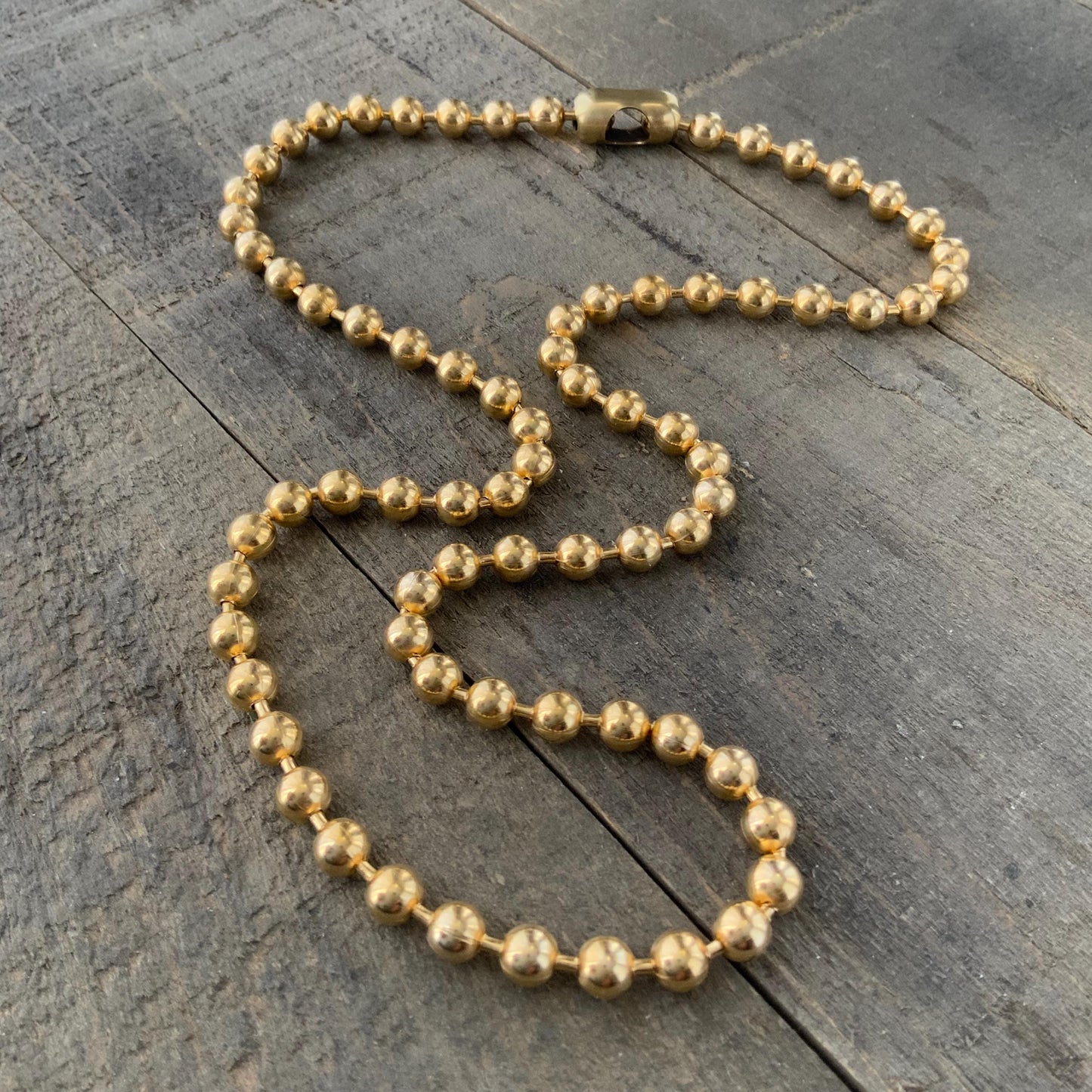 6mm Brass Ball Chain Necklace – Chunky Gold-Tone Raw Brass, Custom Length