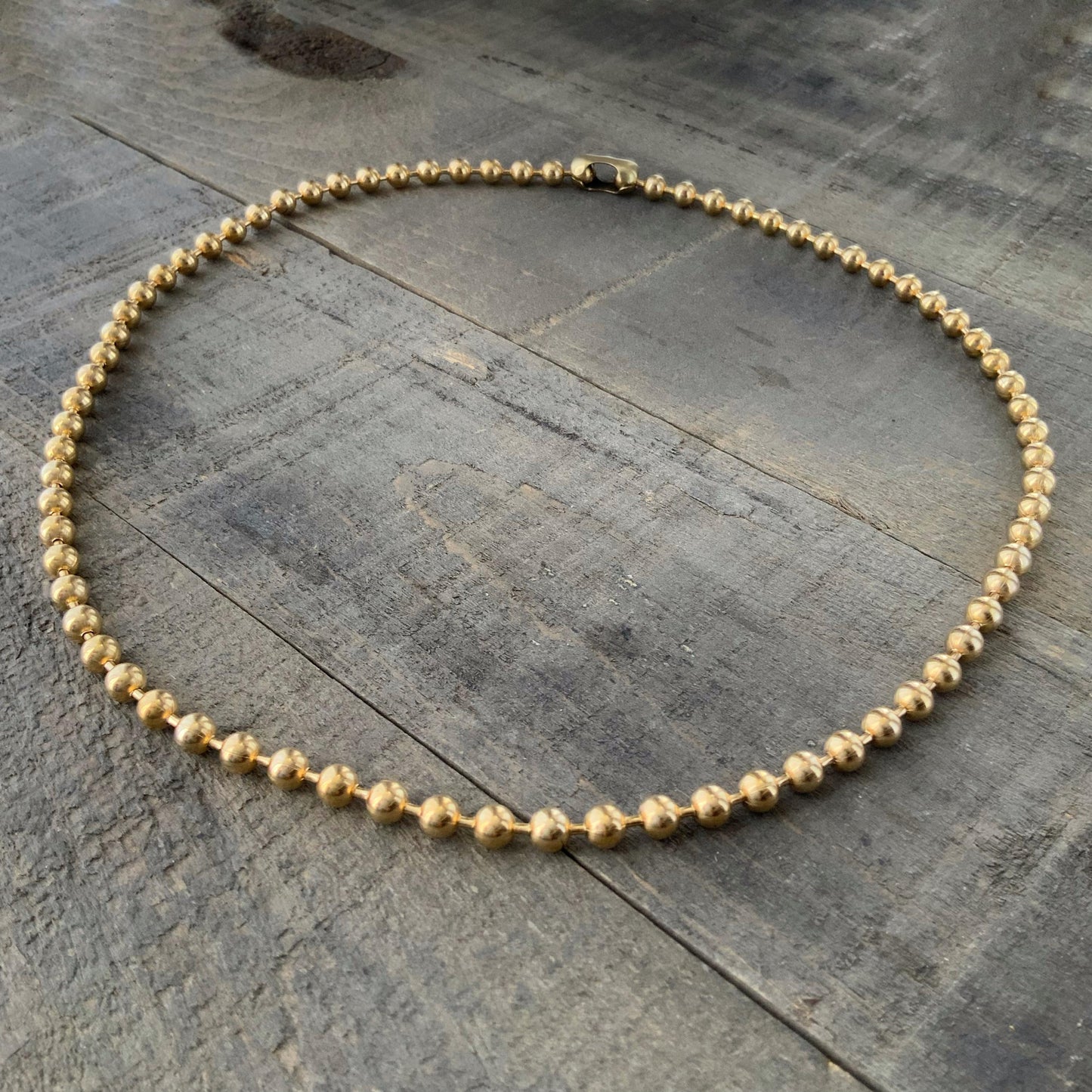 6mm Brass Ball Chain Necklace – Chunky Gold-Tone Raw Brass, Custom Length