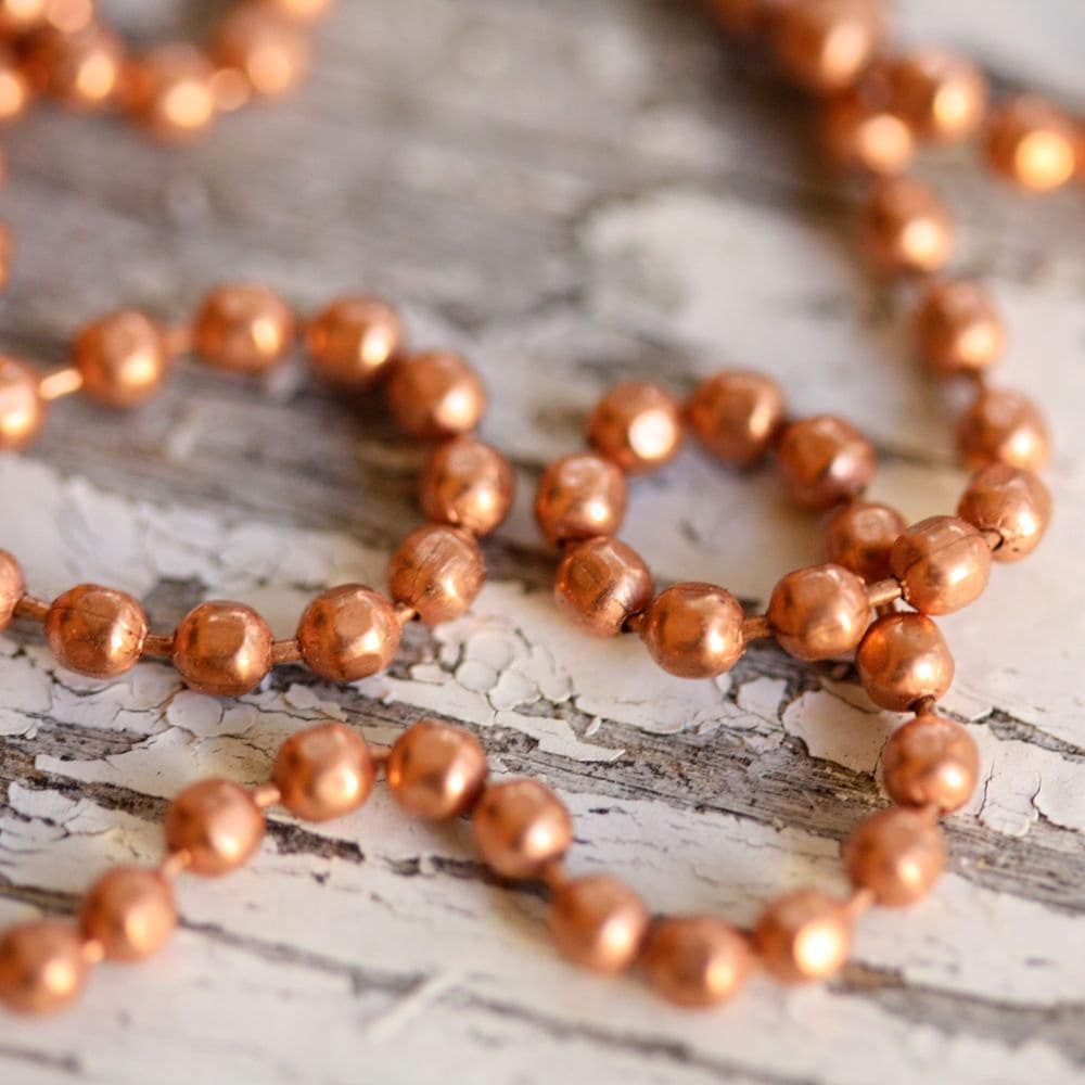 2.4mm Solid Copper Ball Chain Necklace with End Connector – Custom Length
