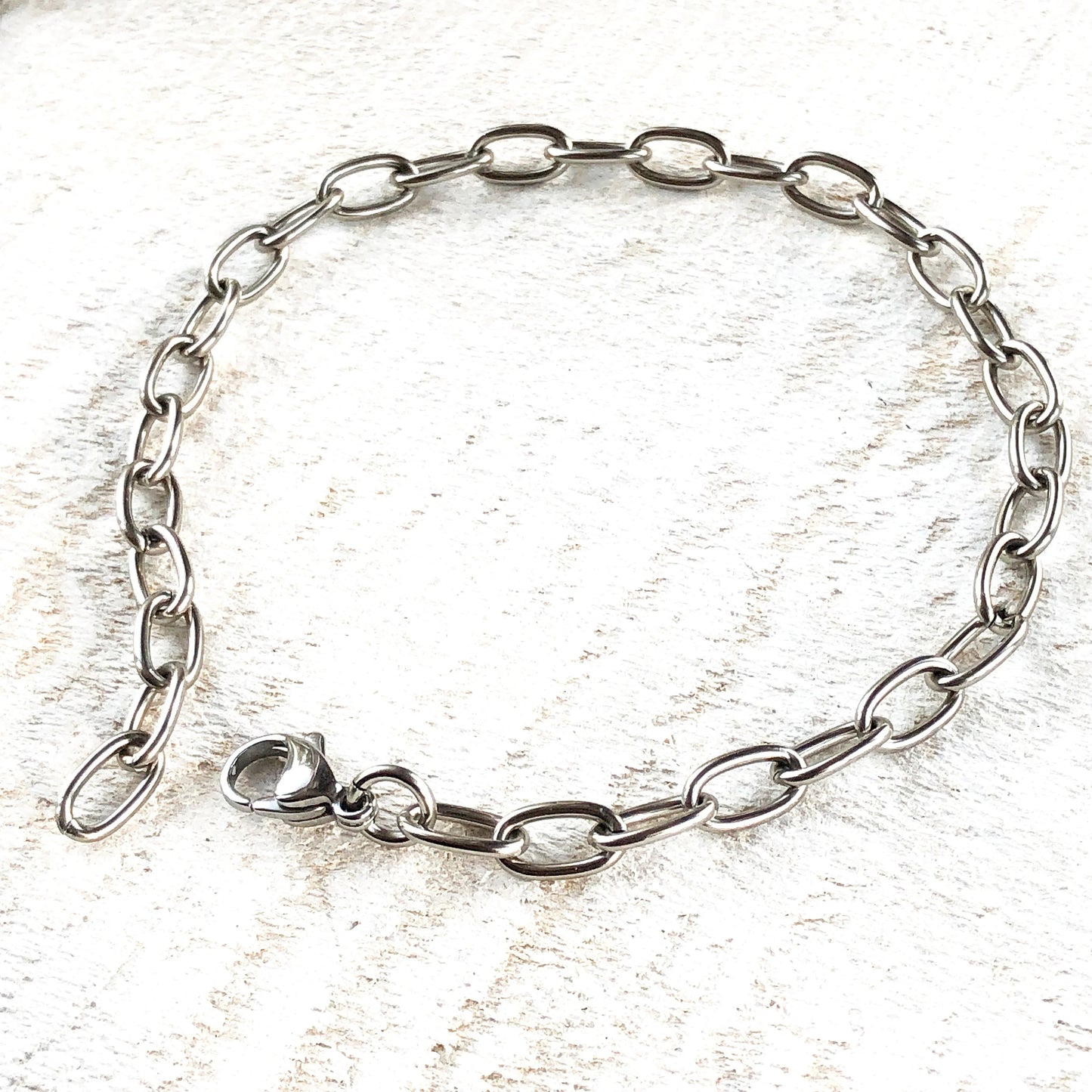 Stainless Steel Bracelet with Lobster Clasp, 6x9mm Long Oval Link Adjustable Bracelet / Anklet