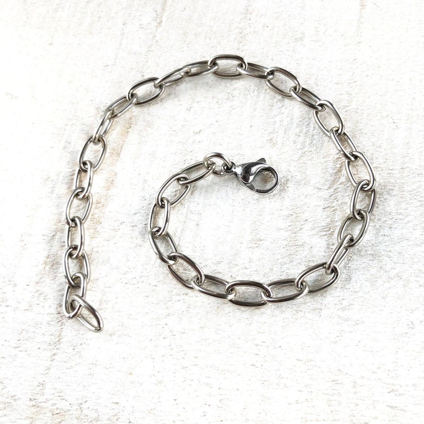 Stainless Steel Bracelet with Lobster Clasp, 6x9mm Long Oval Link Adjustable Bracelet / Anklet
