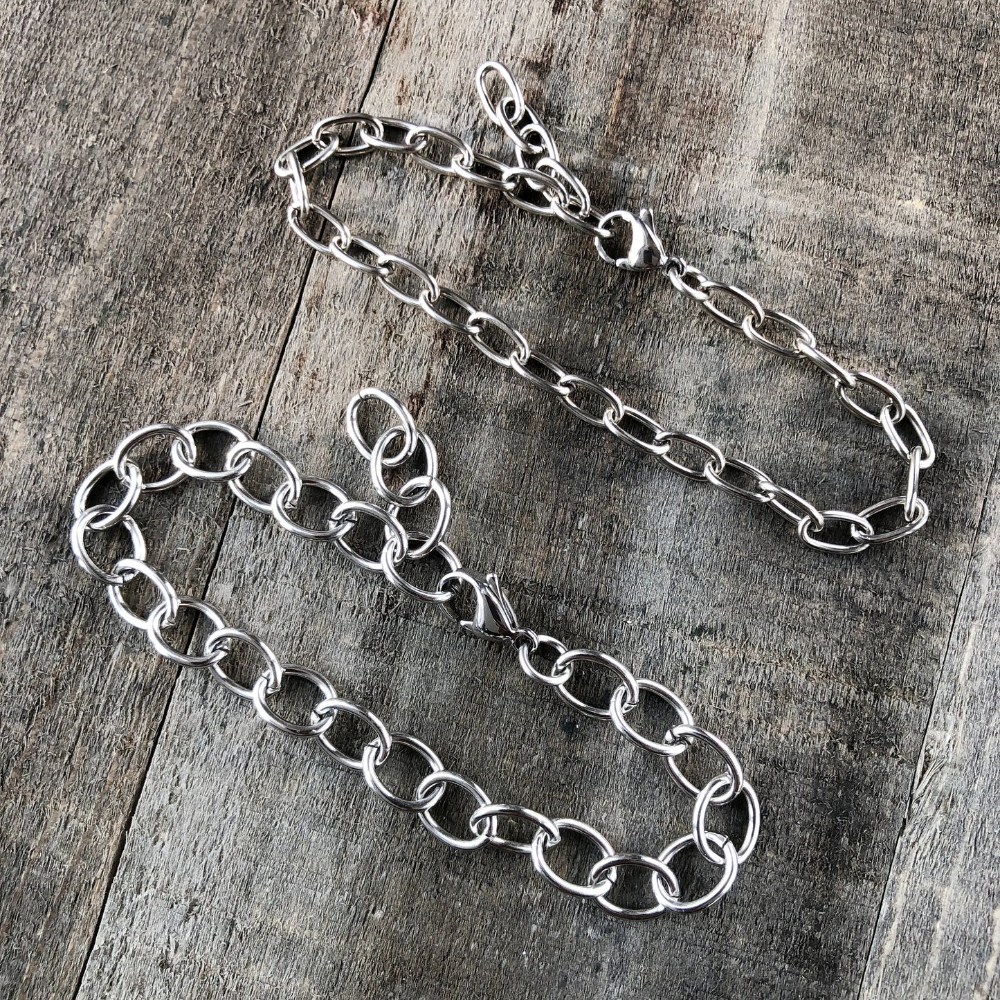 Stainless Steel Bracelet with Lobster Clasp, 6x9mm Long Oval Link Adjustable Bracelet / Anklet