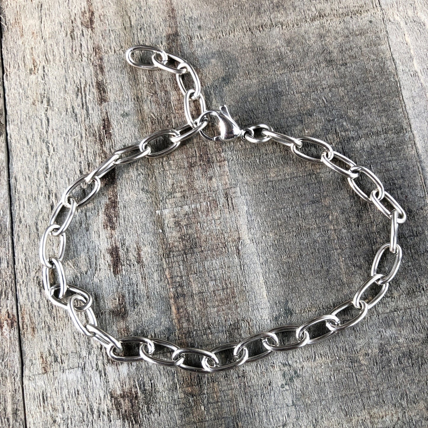 Stainless Steel Bracelet with Lobster Clasp, 6x9mm Long Oval Link Adjustable Bracelet / Anklet