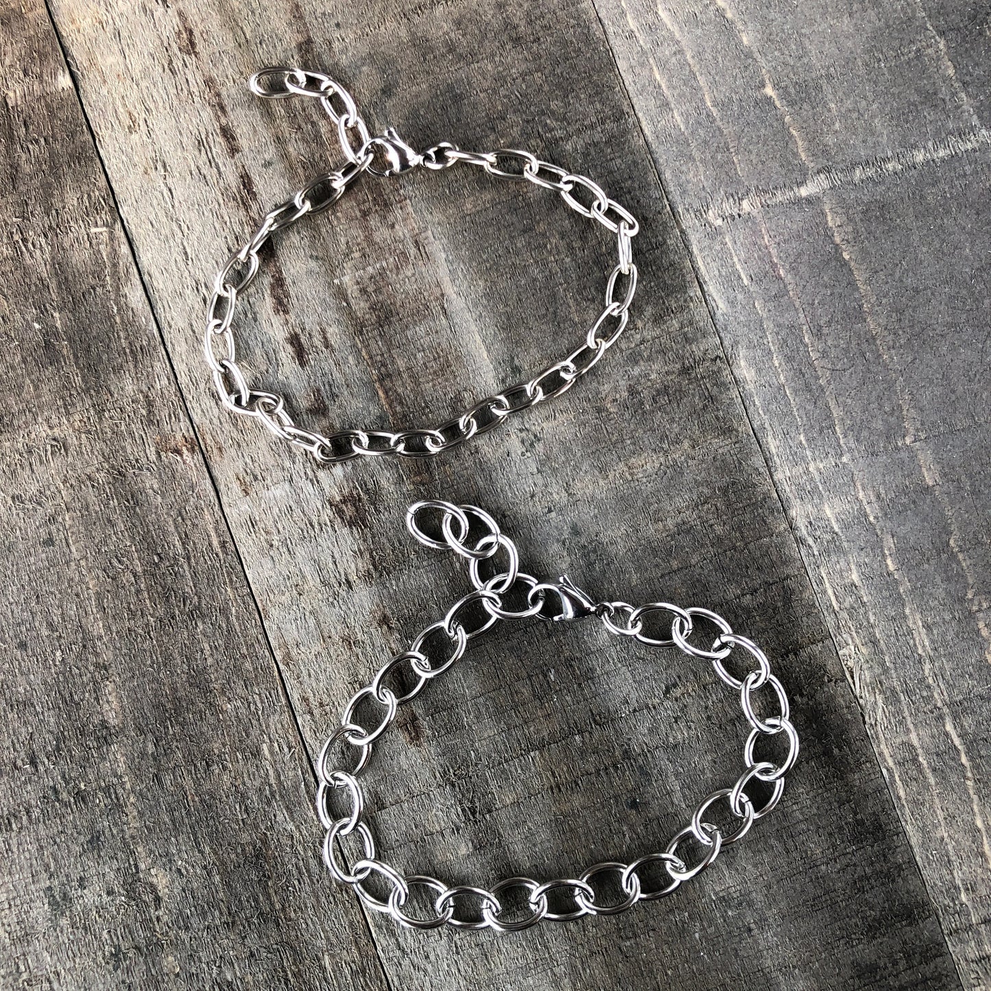 Stainless Steel Bracelet with Lobster Clasp, 6x9mm Long Oval Link Adjustable Bracelet / Anklet