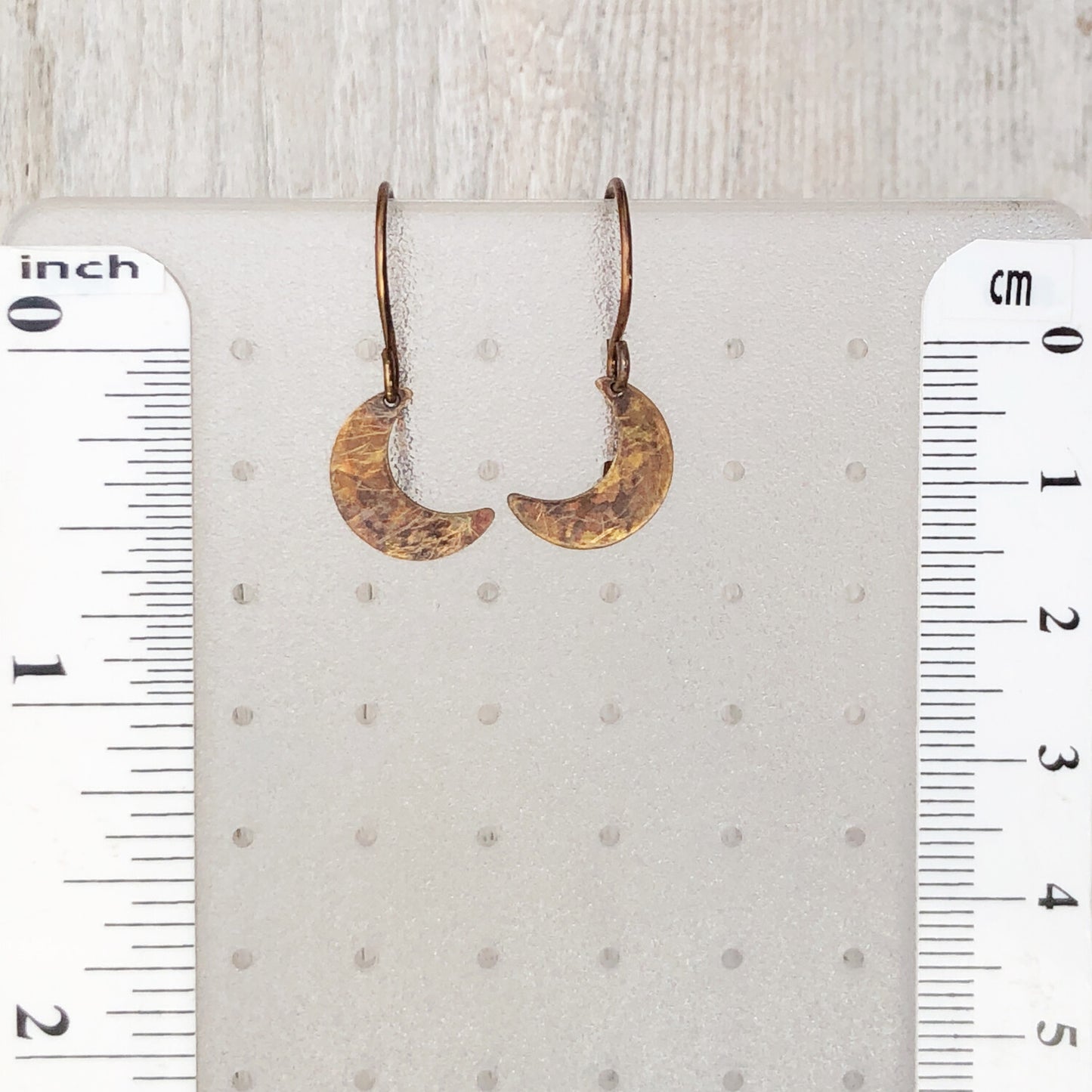 Crescent Moon Brass Earrings, Handmade French hooks