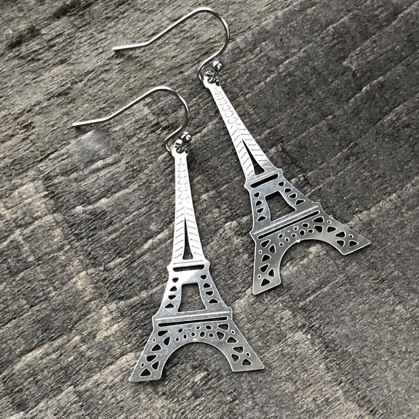 Eiffel Tower Earrings – Stainless Steel, French Hook, Lightweight