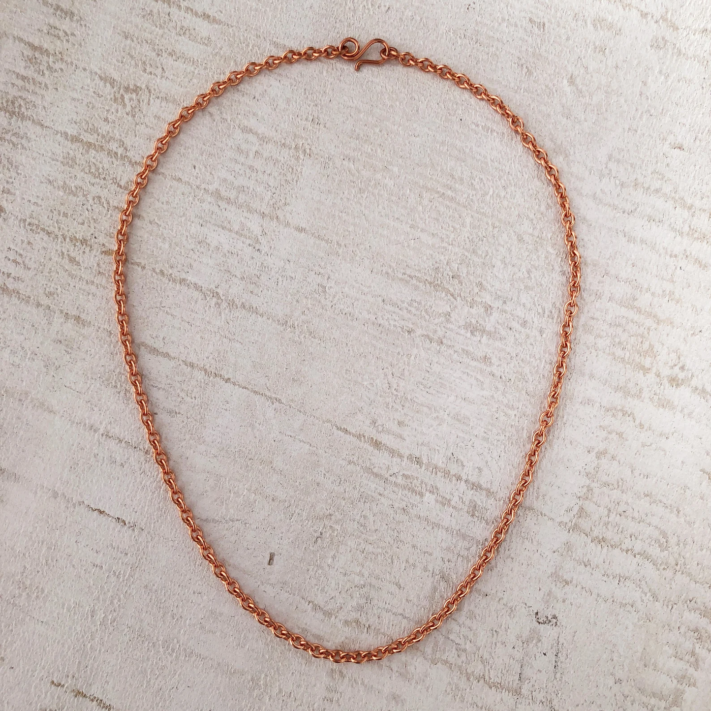Solid Copper Petite Cable Chain, Smooth Link Custom Length with Artisan Clasp