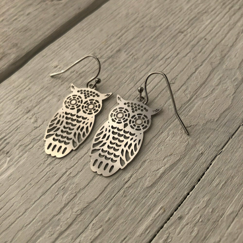 Owl Filigree Earrings - Owlet Pair
