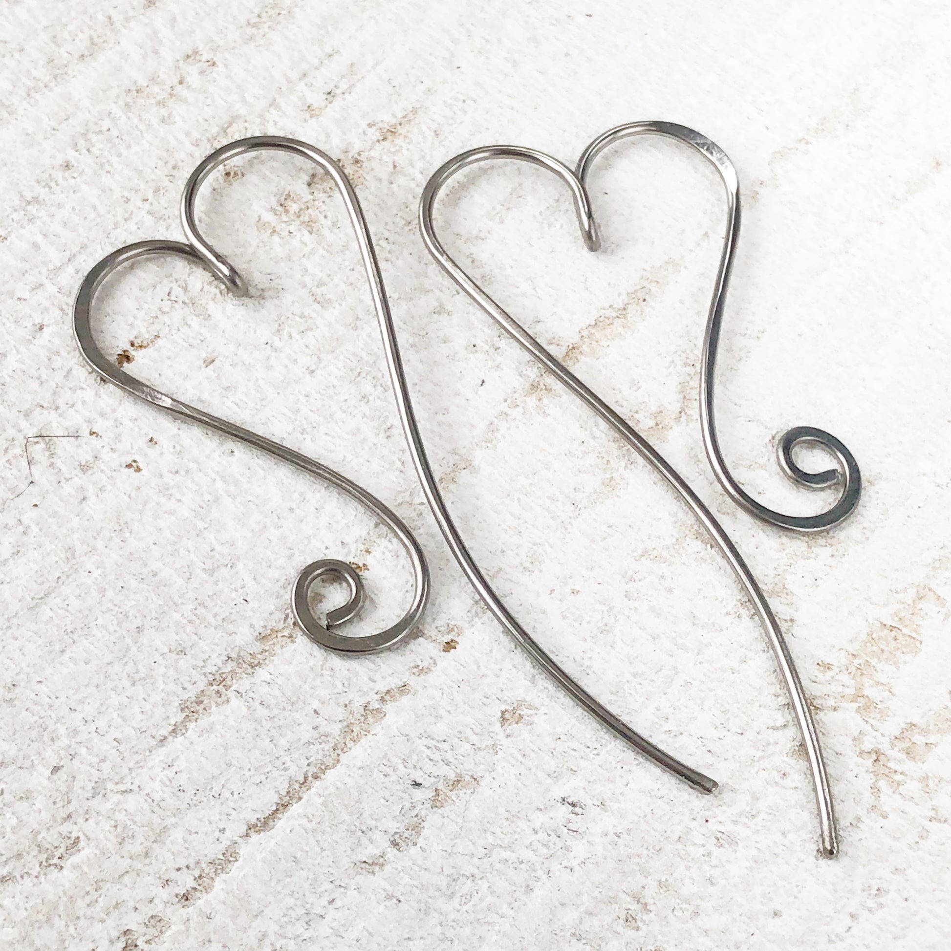 Heart Pull Through Wire Earrings Stainless Steel