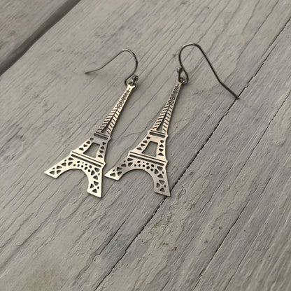 Eiffel Tower Earrings – Stainless Steel, French Hook, Lightweight