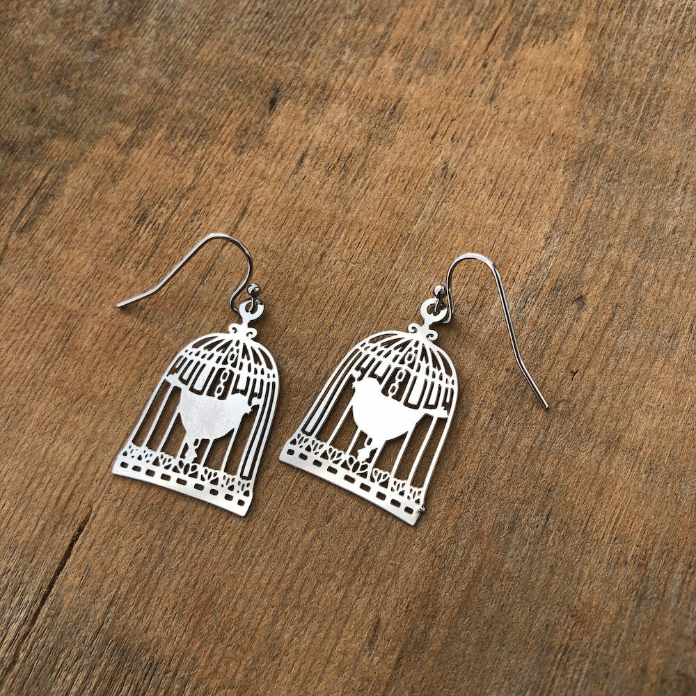 Birdcage Earrings – Stainless Steel, French Hook, Lightweight