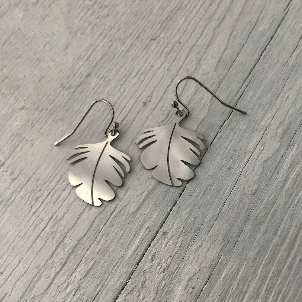 Feathers or Monstera Leaves Earrings