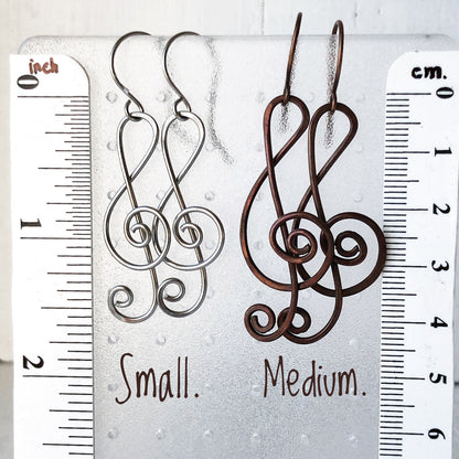 Treble Clef Copper Wirework Earrings