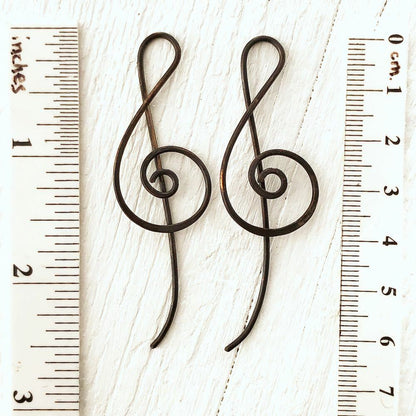 Treble Clef Copper Wire Threader Pull Through Earrings
