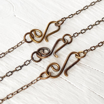 Mini Brass Locket with Vintage Patina and Old-Timey “Peanut” Chain