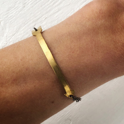 Brass Arrow Bracelet with Adjustable Chain – Solid Bare Brass, Handmade
