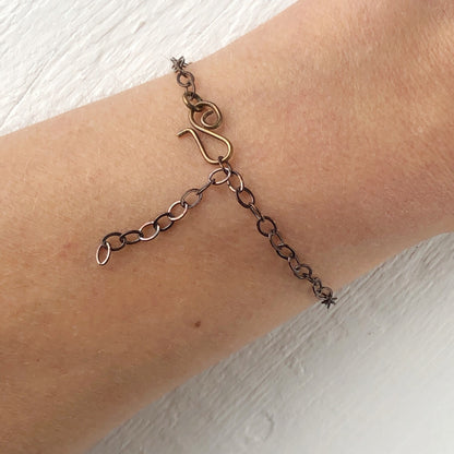 Brass Arrow Bracelet with Adjustable Chain – Solid Bare Brass, Handmade