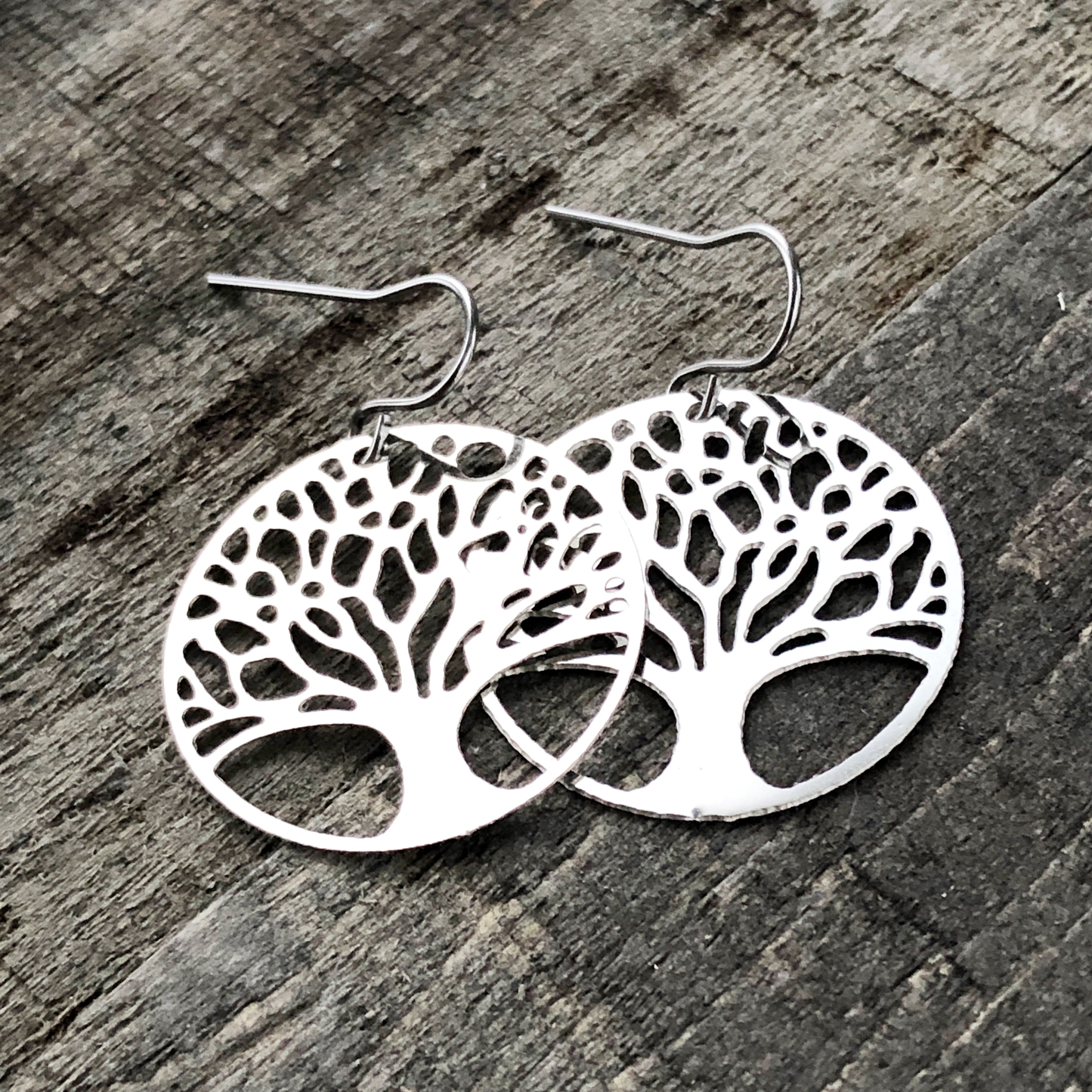 Tree of Life Filigree Earrings with French hooks, Stainless Steel