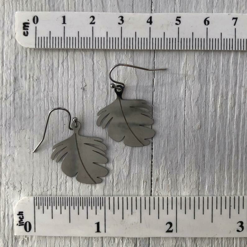 Feathers or Monstera Leaves Earrings