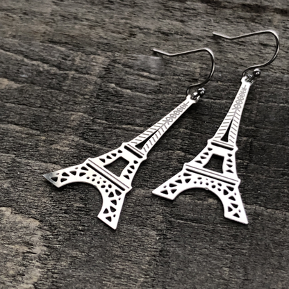 Eiffel Tower Earrings – Stainless Steel, French Hook, Lightweight