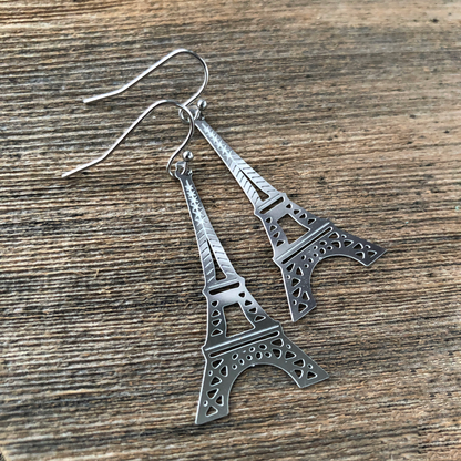 Eiffel Tower Earrings – Stainless Steel, French Hook, Lightweight
