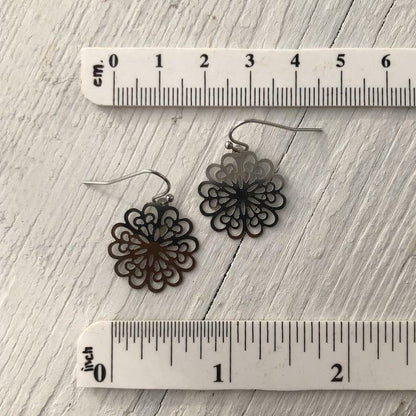 Round Floral Filigree Earrings, Grandma-chic Snowflake-like Doily Inspired