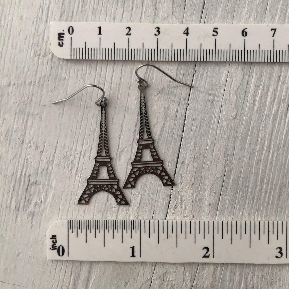 Eiffel Tower Earrings – Stainless Steel, French Hook, Lightweight