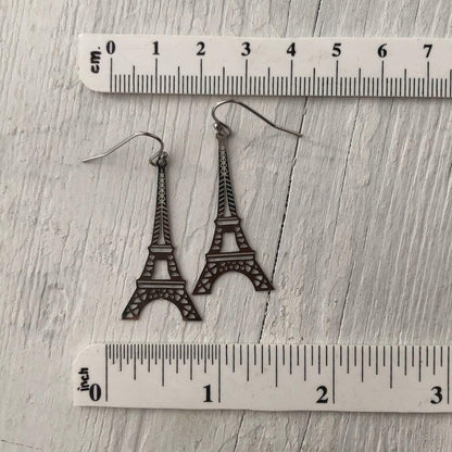 Eiffel Tower Earrings – Stainless Steel, French Hook, Lightweight