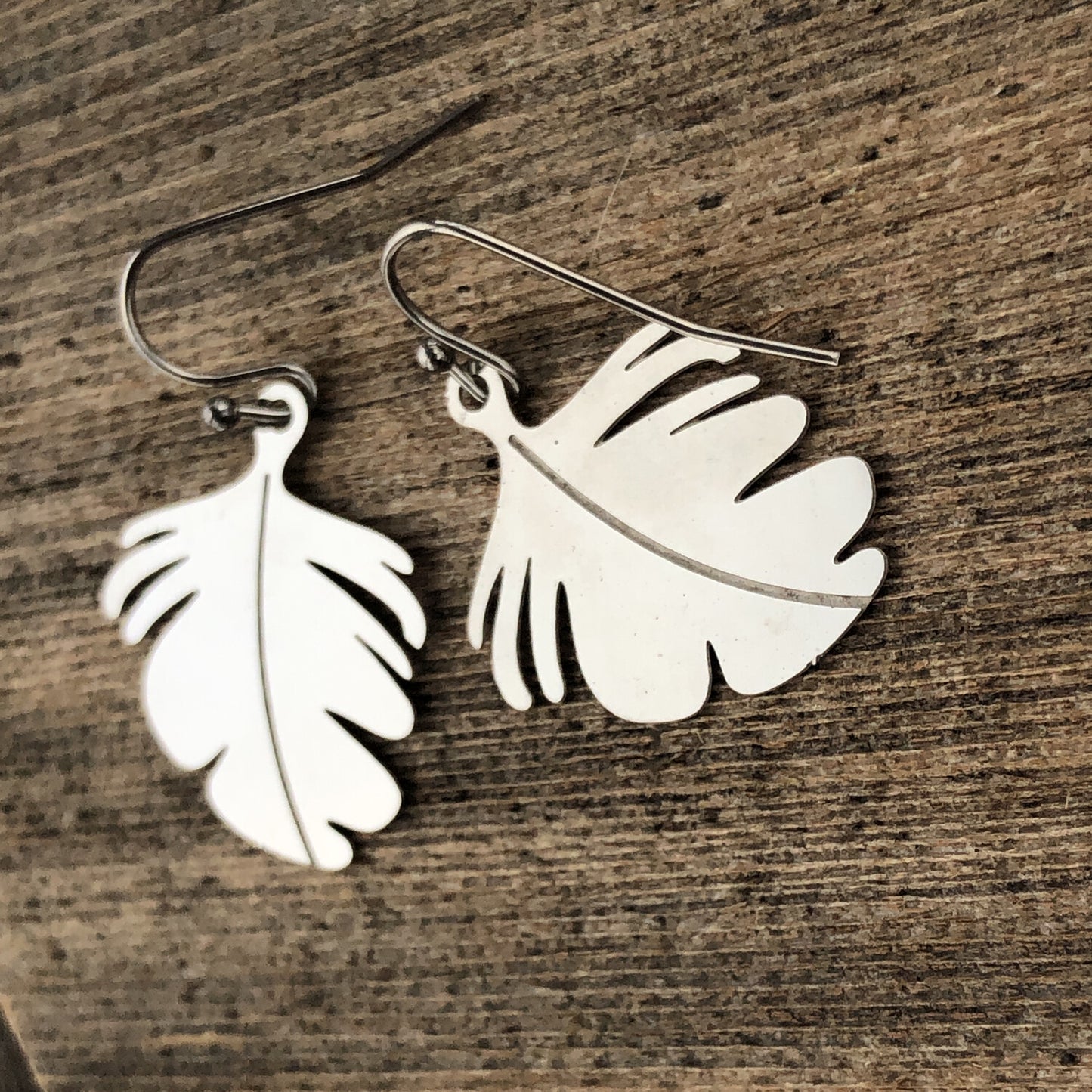 Feathers or Monstera Leaves Earrings