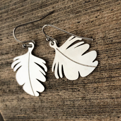 Feathers or Monstera Leaves Earrings