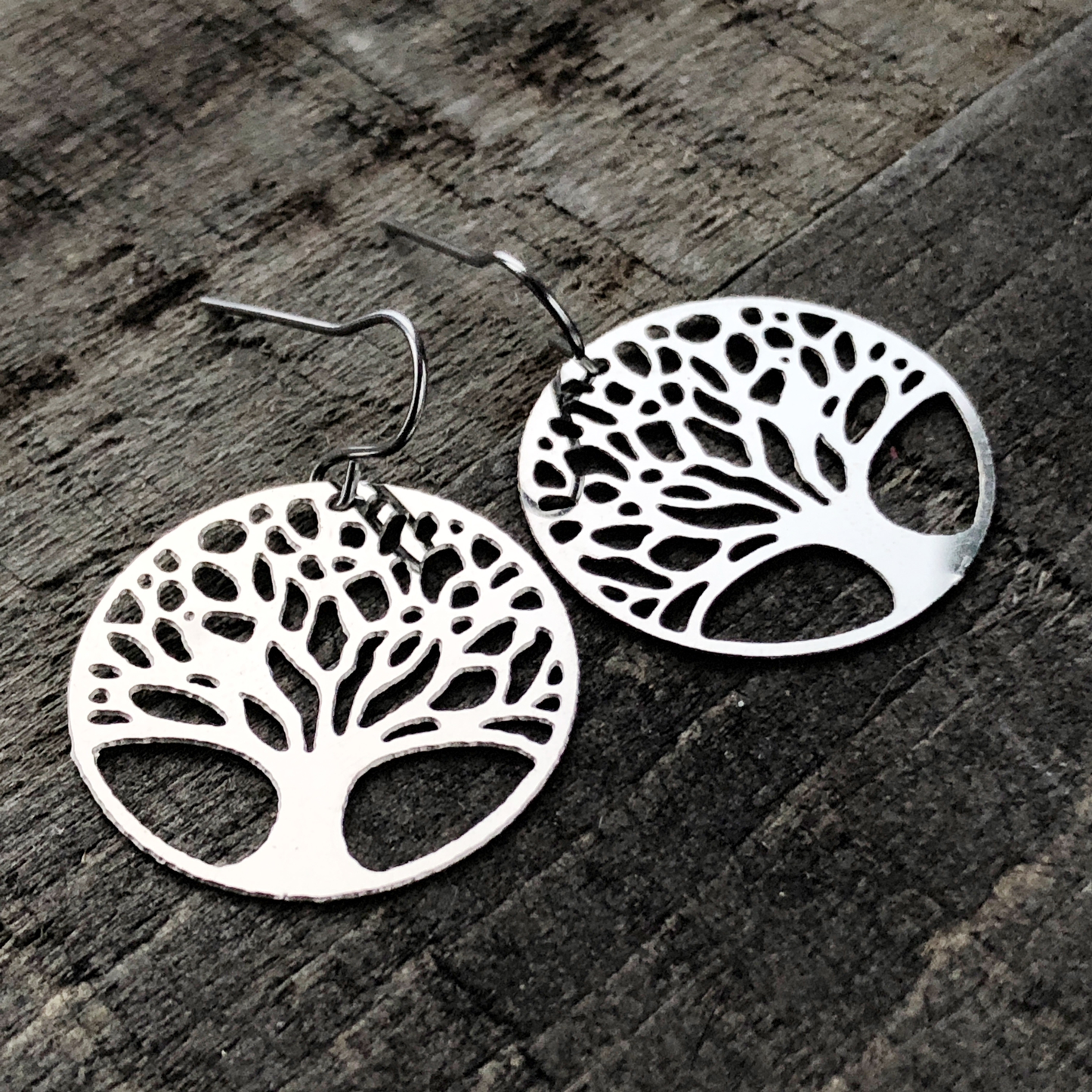 Tree of Life Filigree Earrings with French hooks, Stainless Steel