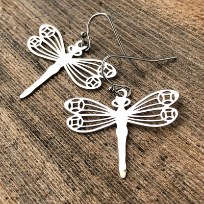 Filigree Dragonfly Earrings – Lightweight Cutout Design