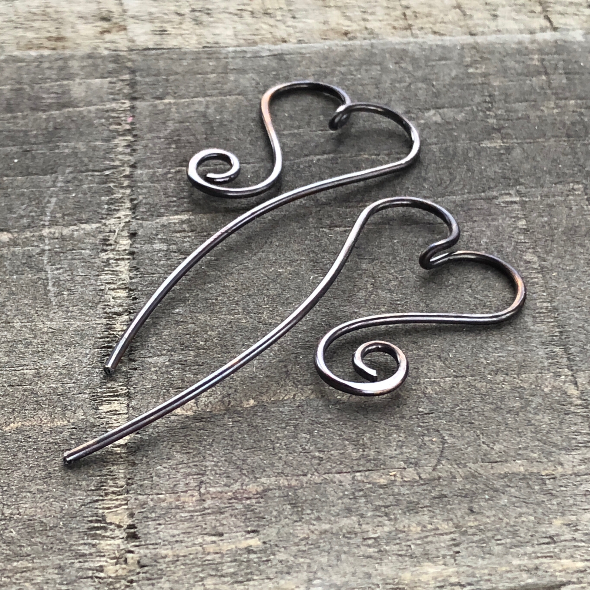 Heart Copper Wire Pull-through Threader Earrings
