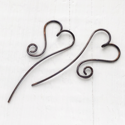 Heart Copper Wire Pull-through Threader Earrings