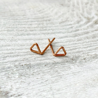Copper Triangle Studs