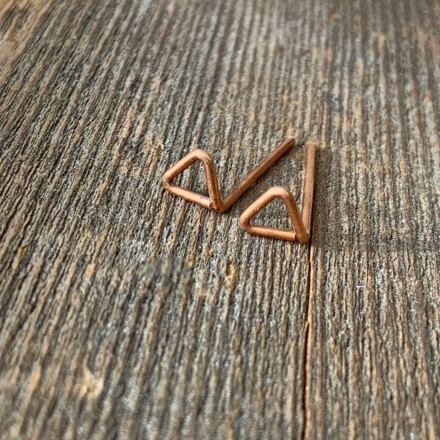 Copper Triangle Studs