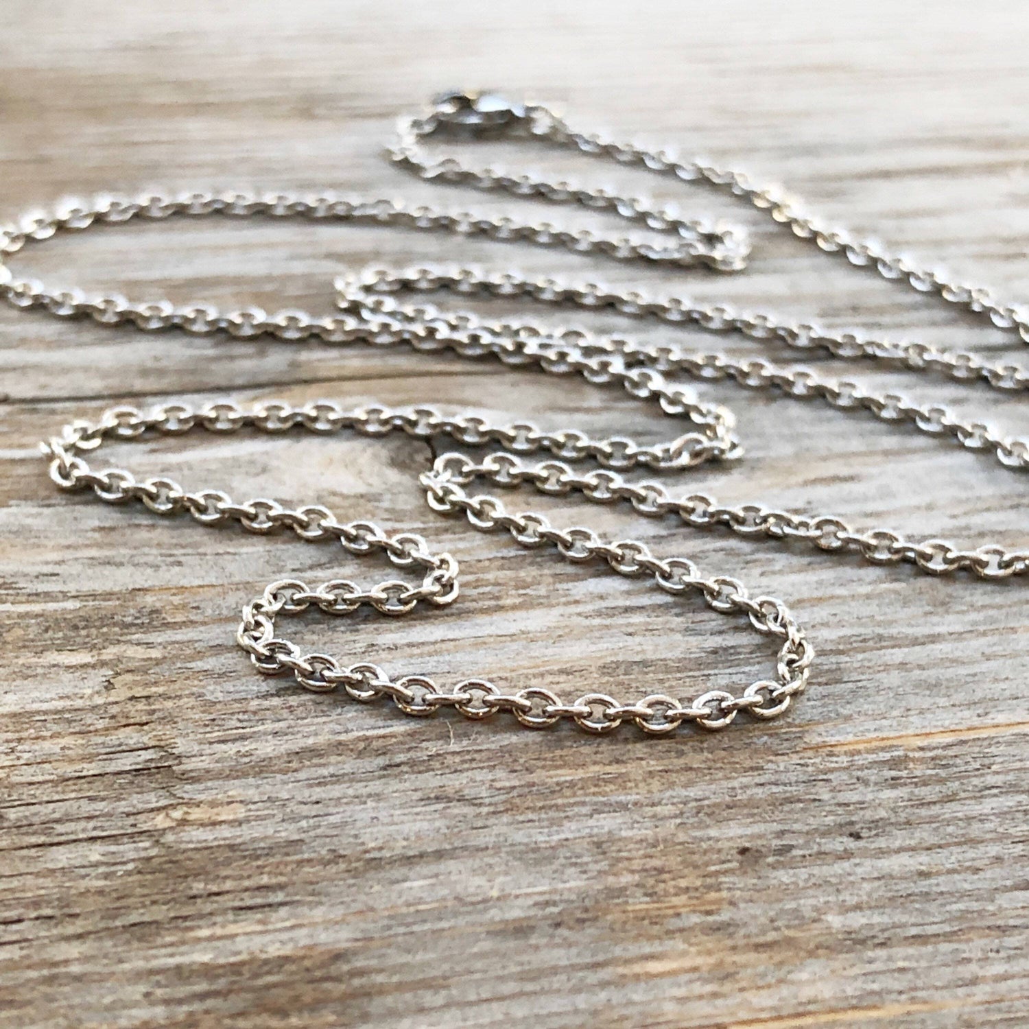 Stainless Steel Necklace Chain 2.3mm Petite Cable Chain with Lobster Clasp, Small Finished Chain Silver Alternative 23" 24" inch 60cm