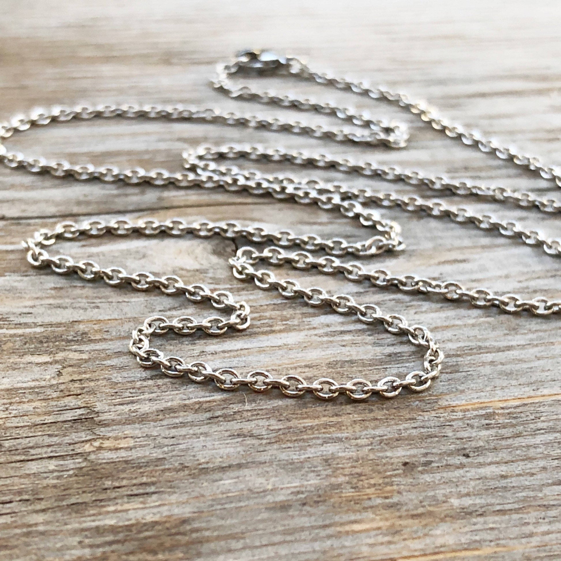 Stainless Steel Necklace Chain 2.3mm Petite Cable Chain with Lobster Clasp, Small Finished Chain Silver Alternative 23" 24" inch 60cm