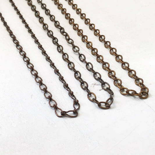 Necklace Chain Antiqued Solid Brass, Your choice Custom Cable Chain with Artisan Clasp, Adjustable