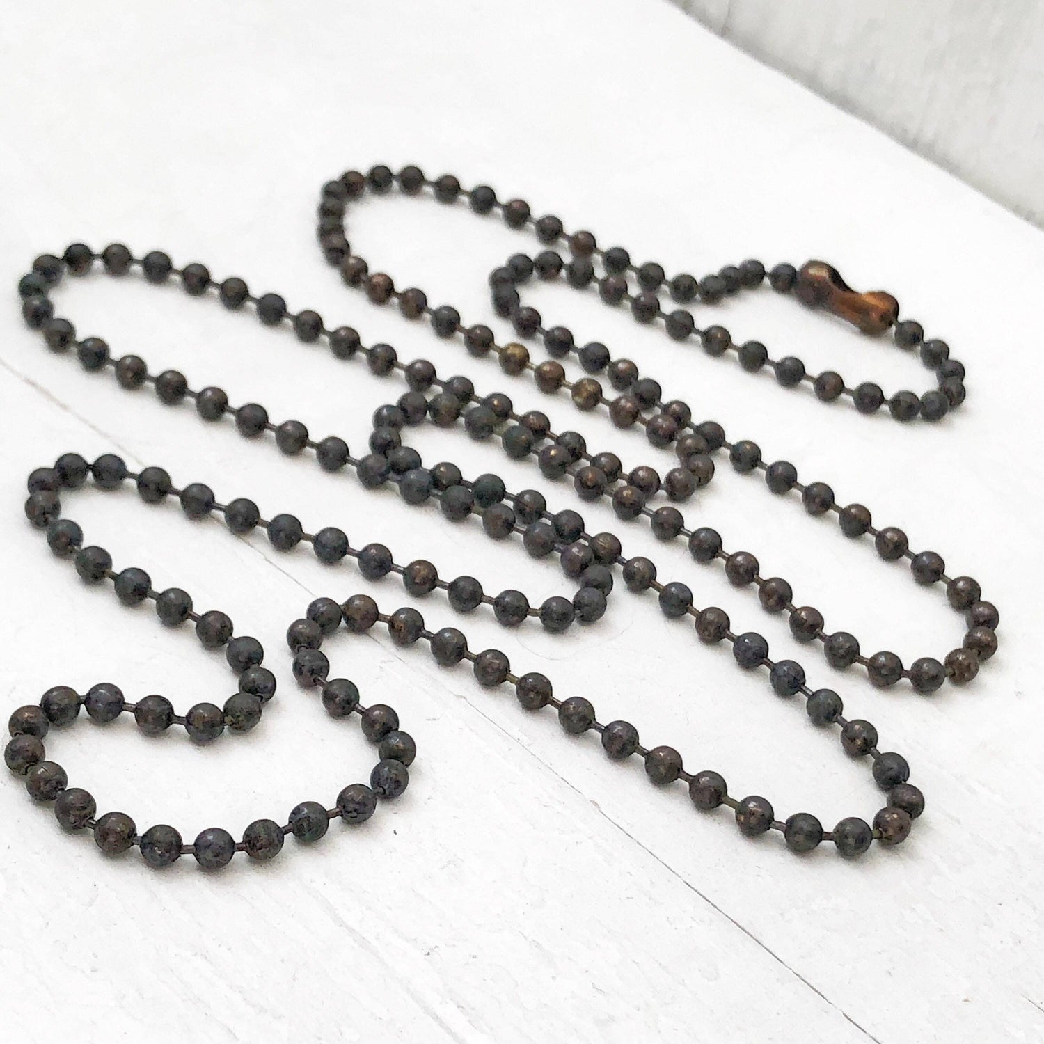 3.2mm Antiqued Solid Brass Ball Chain Necklace Chain with End Connector