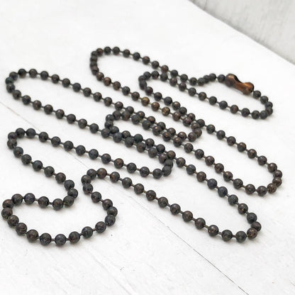 3.2mm Antiqued Solid Brass Ball Chain Necklace Chain with End Connector
