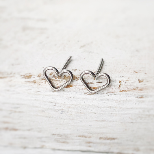 Heart Studs, Stainless Steel
