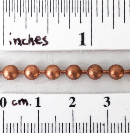4.5mm Solid Copper Ball Chain Necklace with End Connector – Custom Length