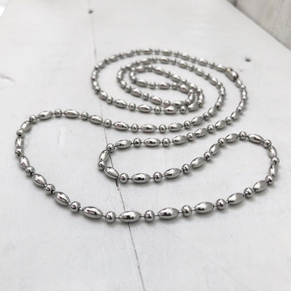 Stainless Steel 3.2mm Ball-bar Chain Necklace – Silver Alternative with Connector