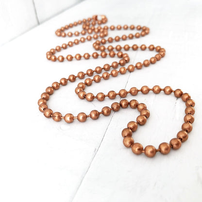4.5mm Solid Copper Ball Chain Necklace with End Connector – Custom Length
